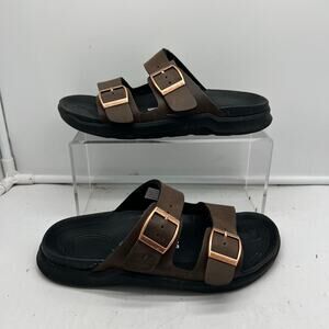 Viking Slide Sandals Womens 37 US 7 Comfort 2 Strap Brown Buckle